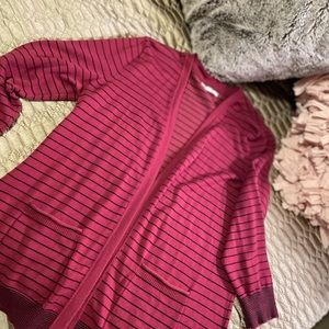 Maurices Red & Black pin-strip cardigan